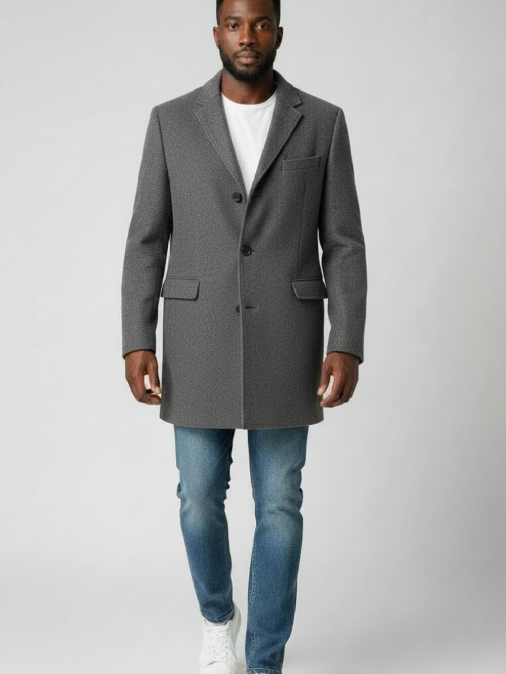 Michael Kors stretch wool blend dress car coat Men's Extra Large dark grey warm